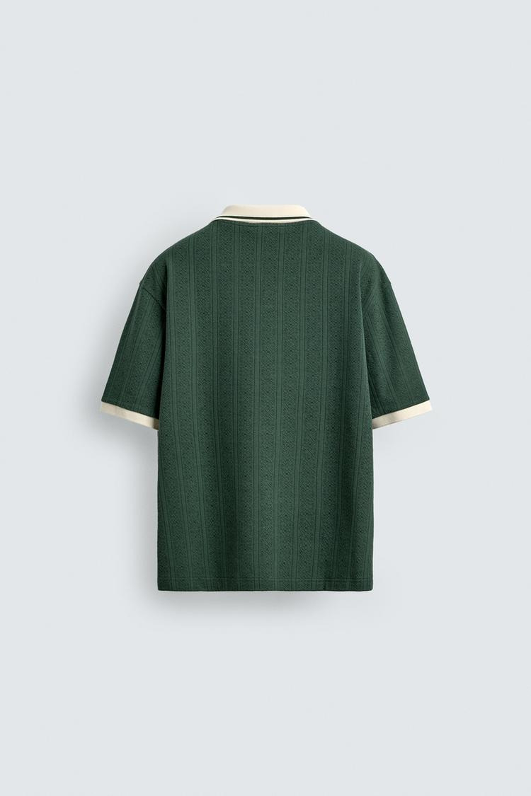 EMBROIDERED VERTICAL JACQUARD POLO SHIRT
