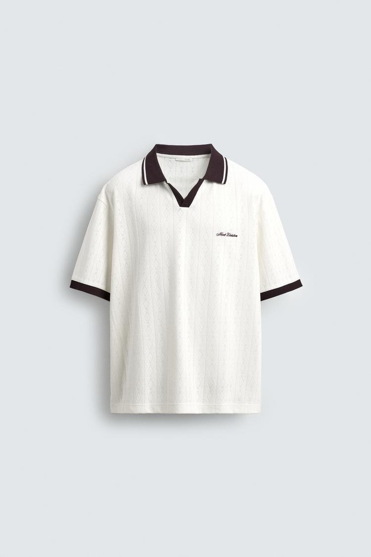 EMBROIDERED VERTICAL JACQUARD POLO SHIRT