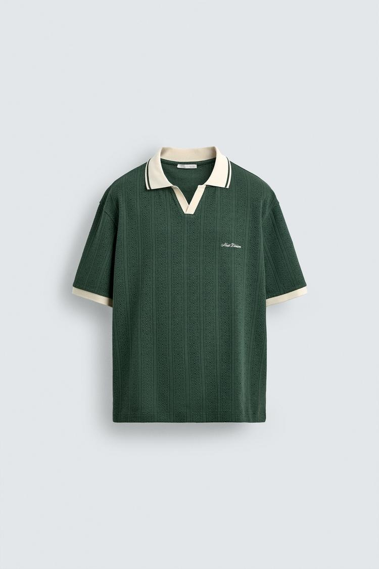 EMBROIDERED VERTICAL JACQUARD POLO SHIRT