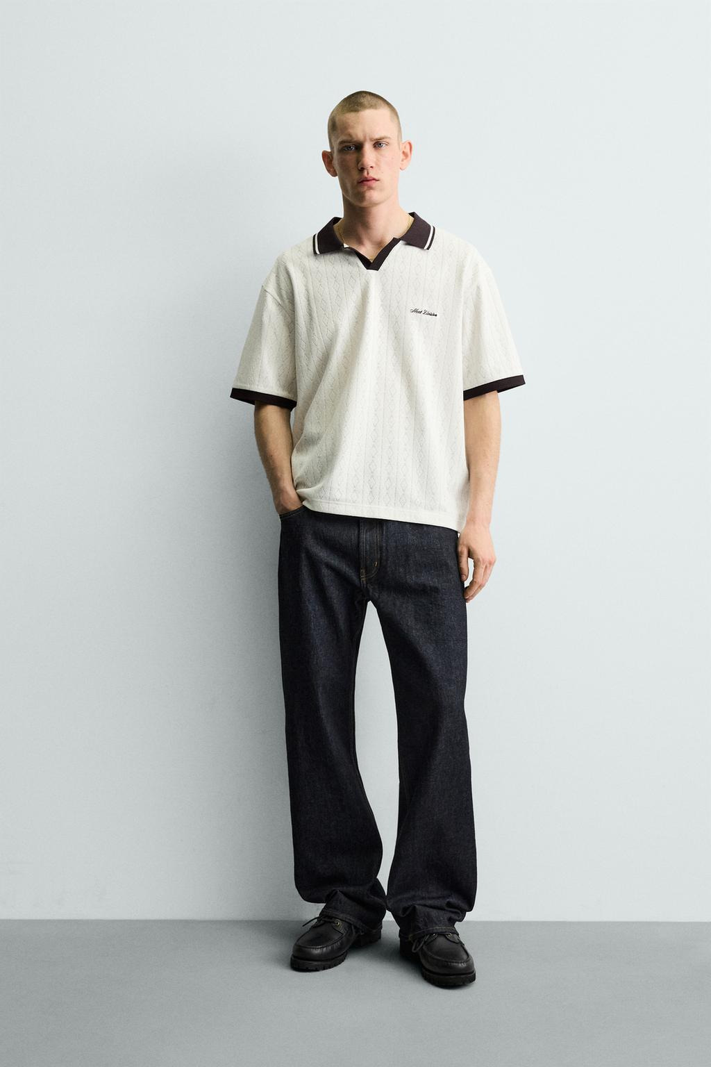 EMBROIDERED VERTICAL JACQUARD POLO SHIRT