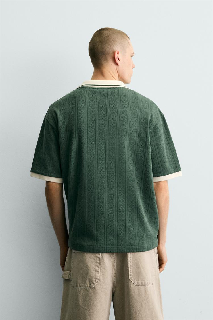 EMBROIDERED VERTICAL JACQUARD POLO SHIRT