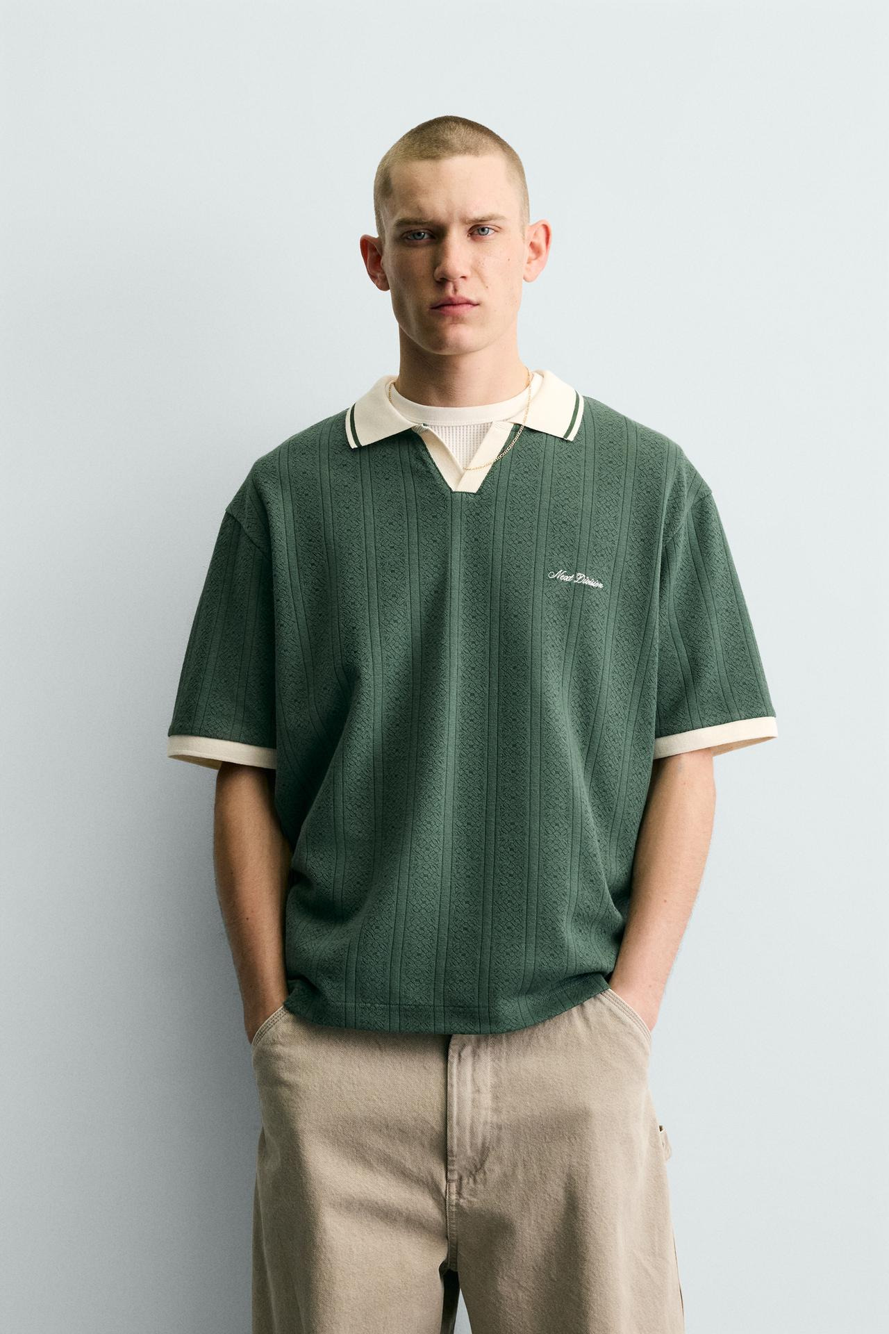EMBROIDERED VERTICAL JACQUARD POLO SHIRT