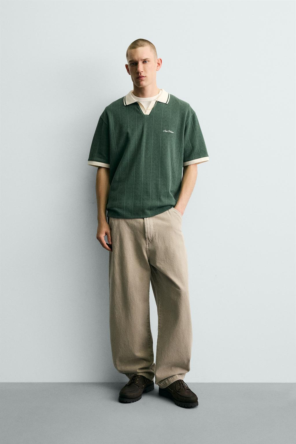 EMBROIDERED VERTICAL JACQUARD POLO SHIRT