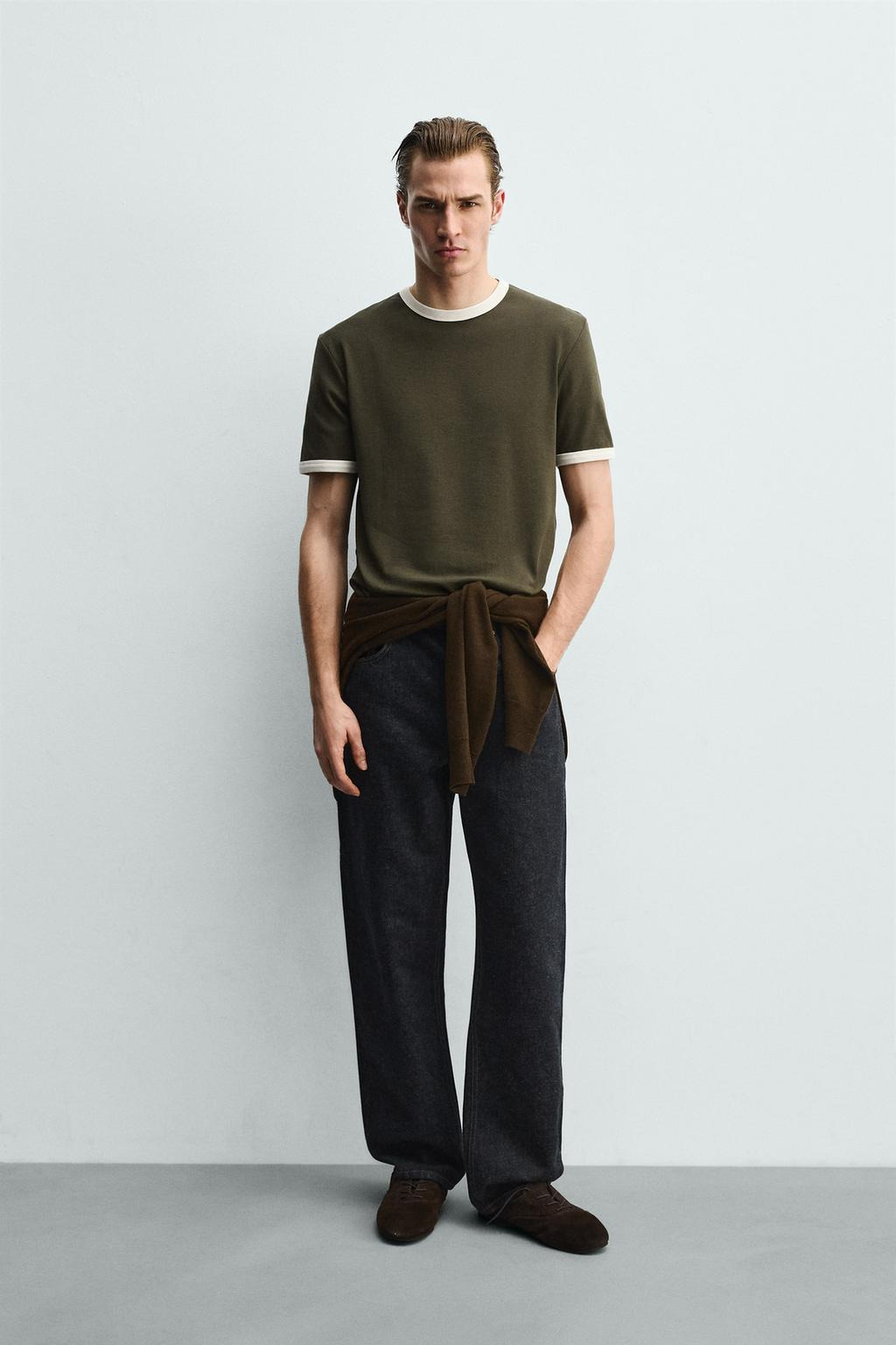 BASIC CONTRAST RIB T-SHIRT