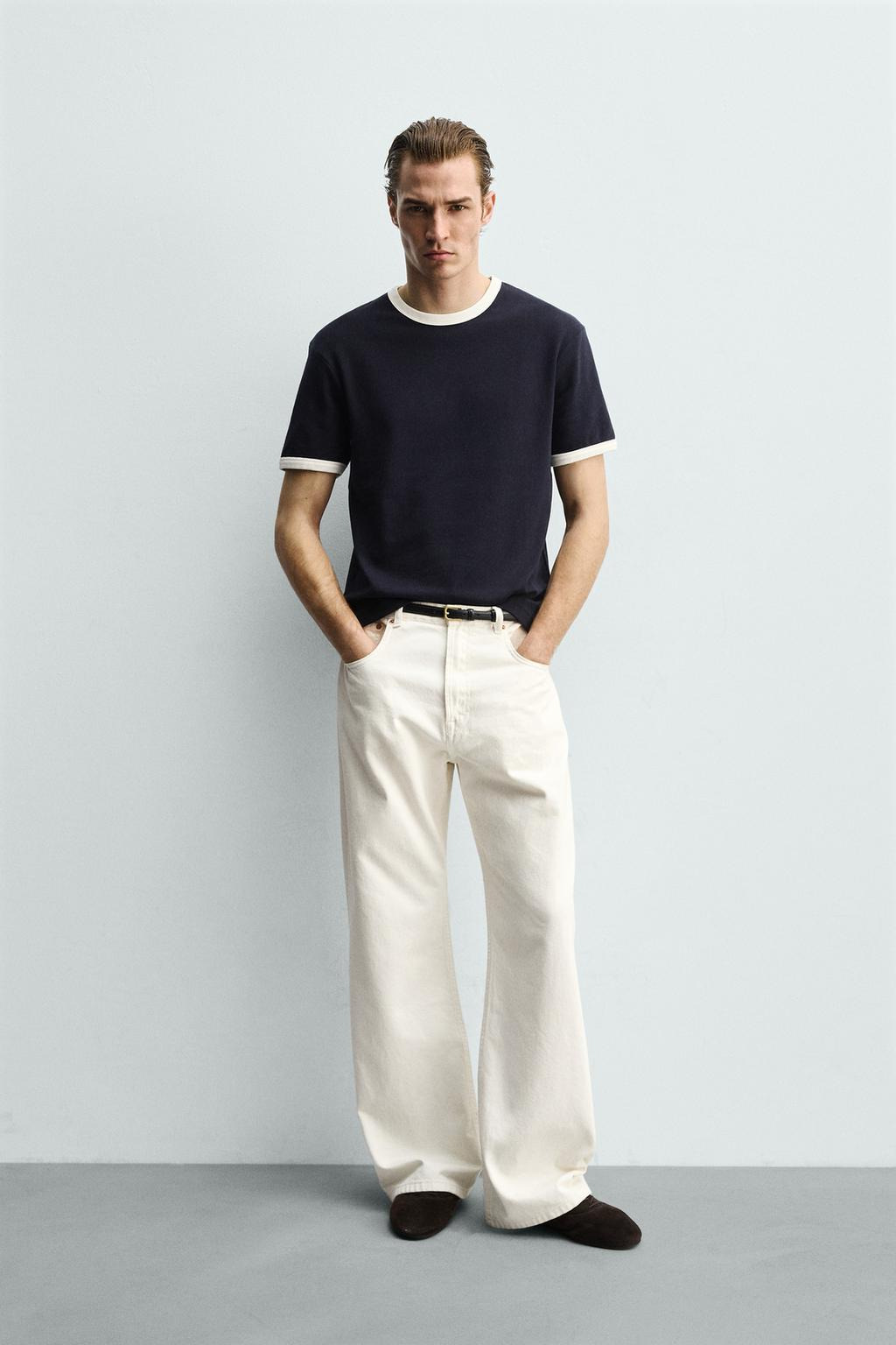 BASIC CONTRAST RIB T-SHIRT