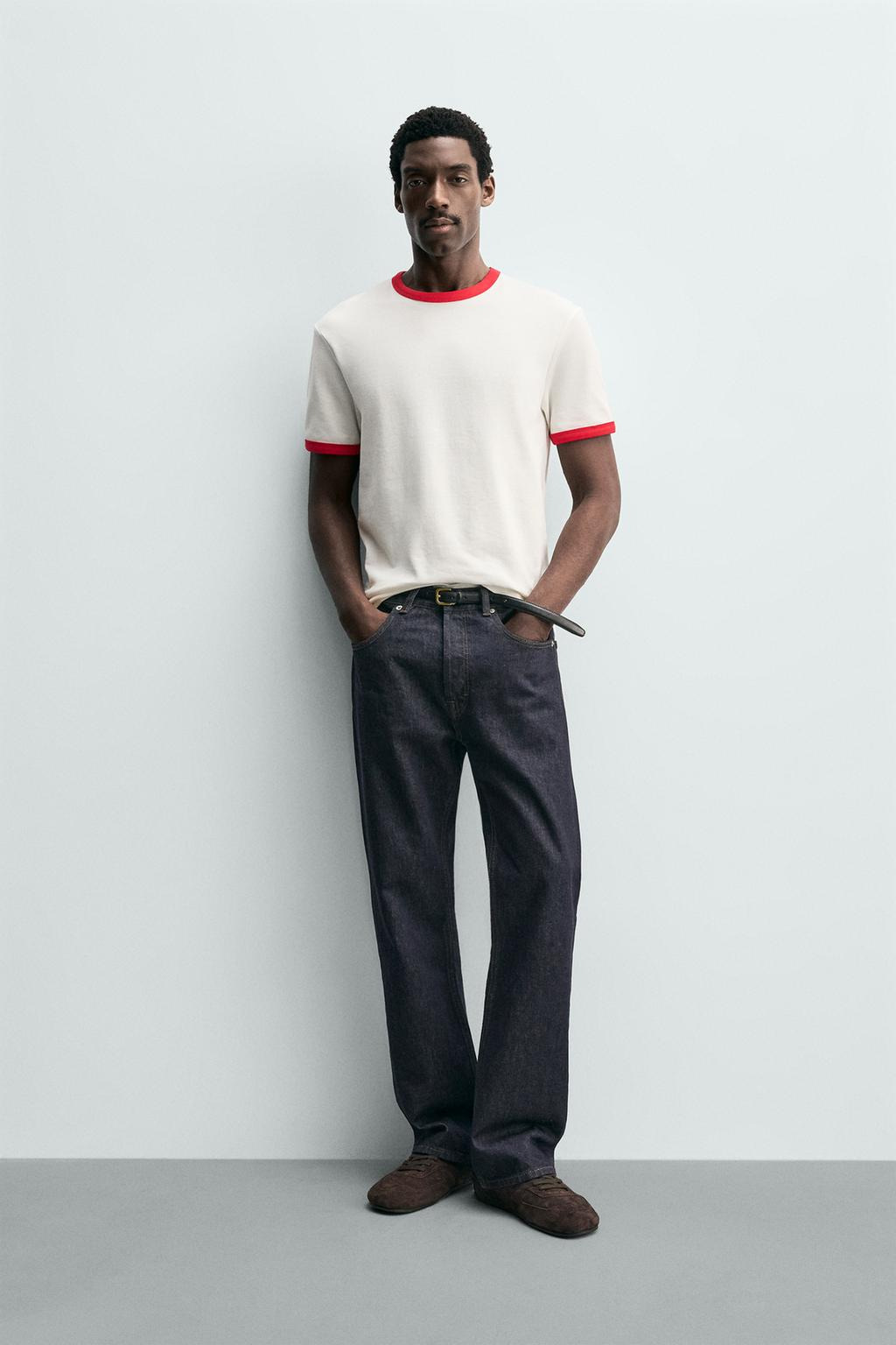 BASIC CONTRAST RIB T-SHIRT