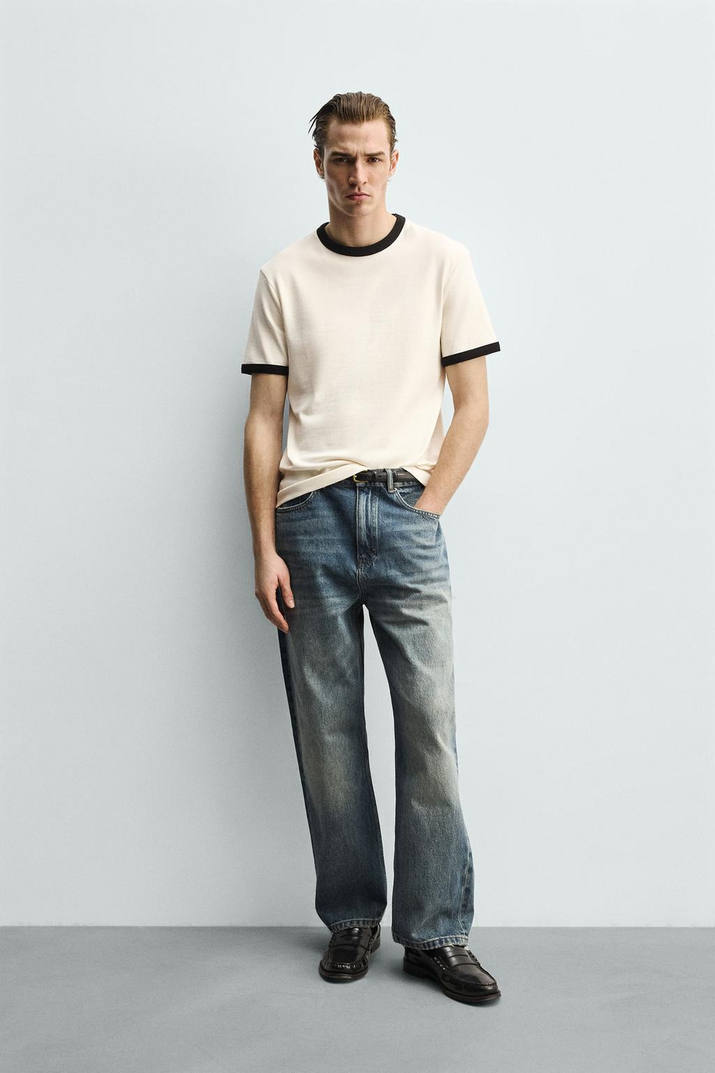 BASIC CONTRAST RIB T-SHIRT