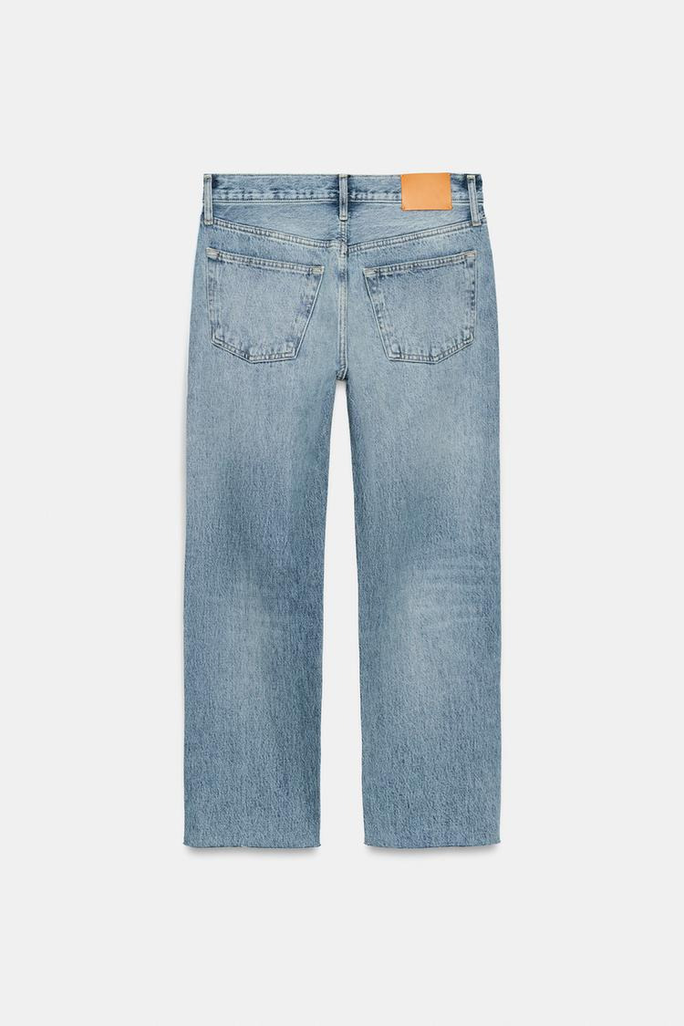 ZW COLLECTION MID-RISE RIPPED STRAIGHT-LEG JEANS