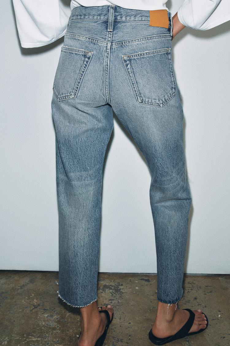 ZW COLLECTION MID-RISE RIPPED STRAIGHT-LEG JEANS