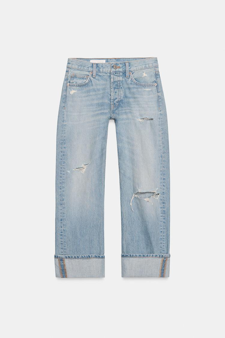 TRF FOLD-UP STRAIGHT MID-WAIST JEANS