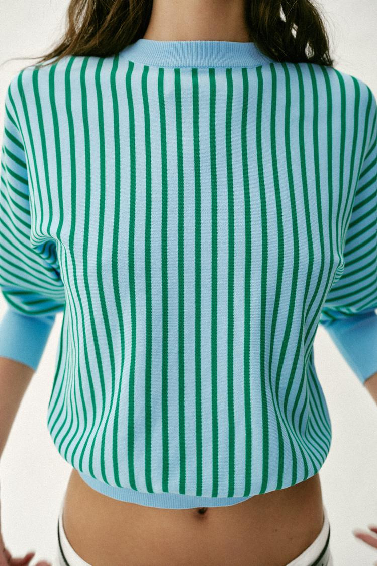 STRIPED KNIT SWEATSHIRT