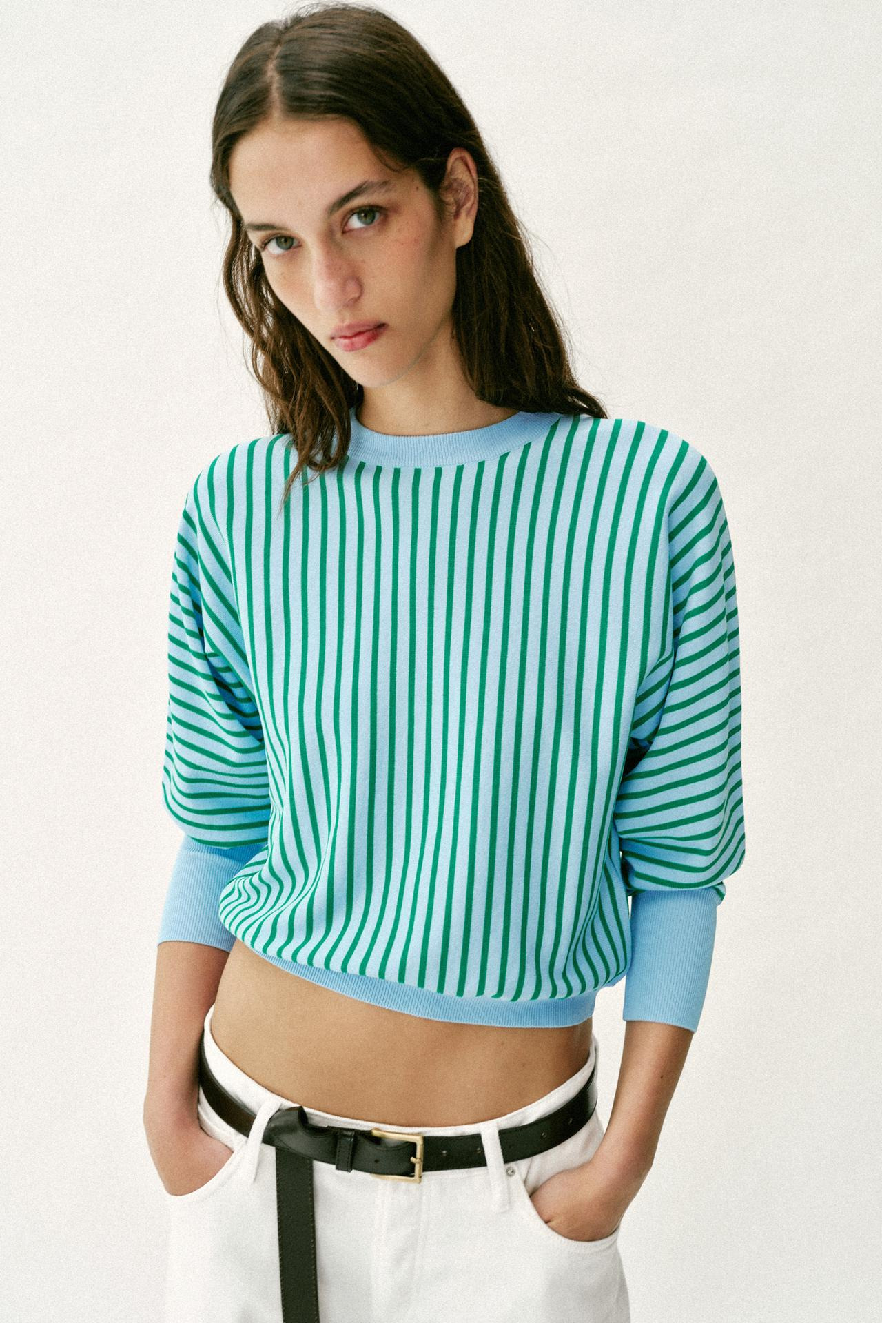 STRIPED KNIT SWEATSHIRT