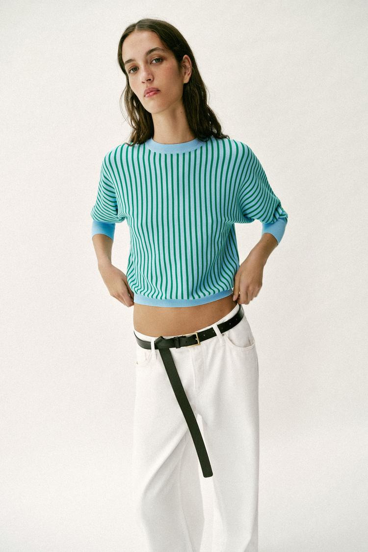 STRIPED KNIT SWEATSHIRT
