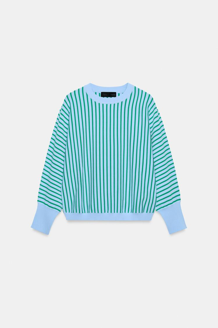 STRIPED KNIT SWEATSHIRT
